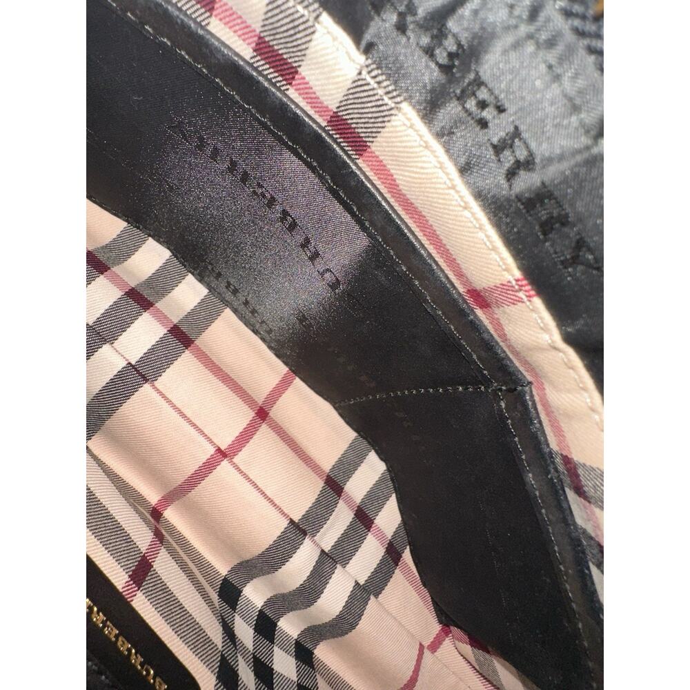 Burberry Black Leather Shoulder Bag Nova Check Lined Gold Hardware Authentic - Picture 12 of 14